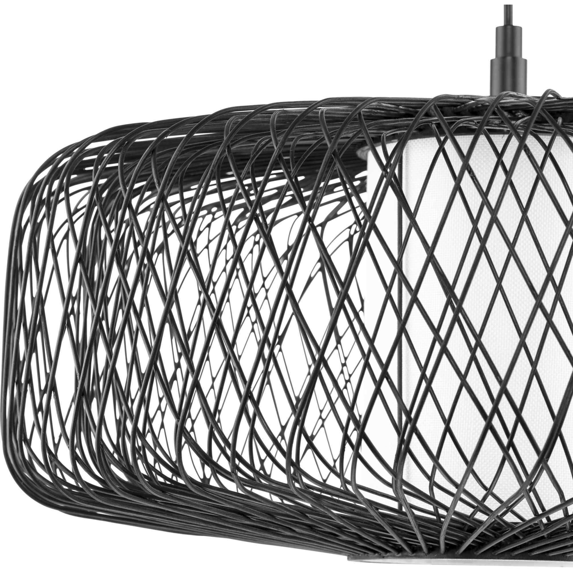 Cordova 1 Light 22 inch Black Rattan Pendant Ceiling Light, Design Series