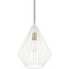 Linz 1 Light 12 inch Textured White with Antique Brass Accents Pendant Ceiling Light