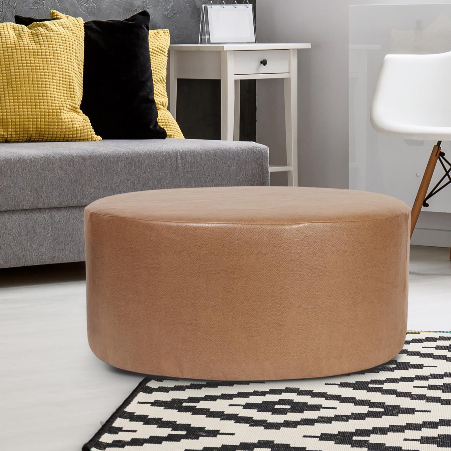 Universal 18 inch Avanti Bronze Round Ottoman with Slipcover