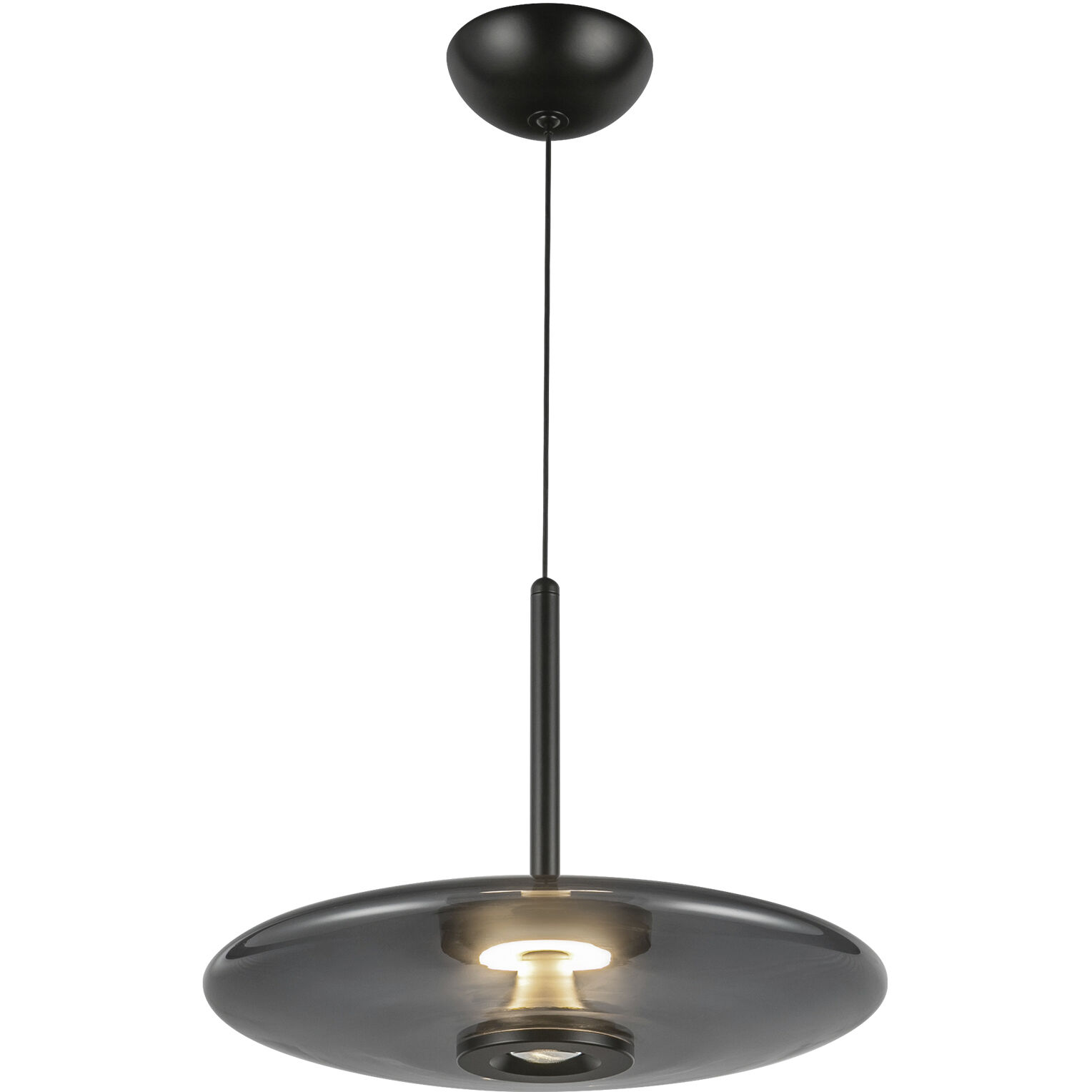 Kyoto LED 17.75 inch Black/Smoked Glass Pendant Ceiling Light