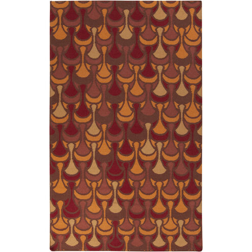 Voyages 36 X 24 inch Dark Red, Bright Orange, Dark Brown Rug