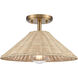 Rydell 1 Light 14 inch Brushed Gold with Natural Semi Flush Mount Ceiling Light