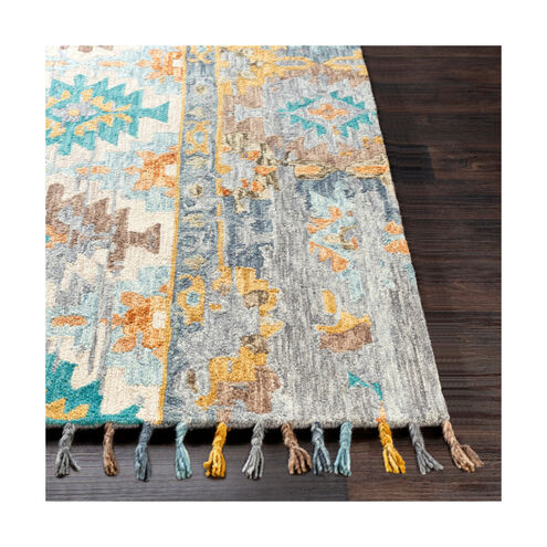 Bonifate 36 X 24 inch Teal/Mustard/Medium Gray/Light Gray/Charcoal/Aqua Rugs, Rectangle