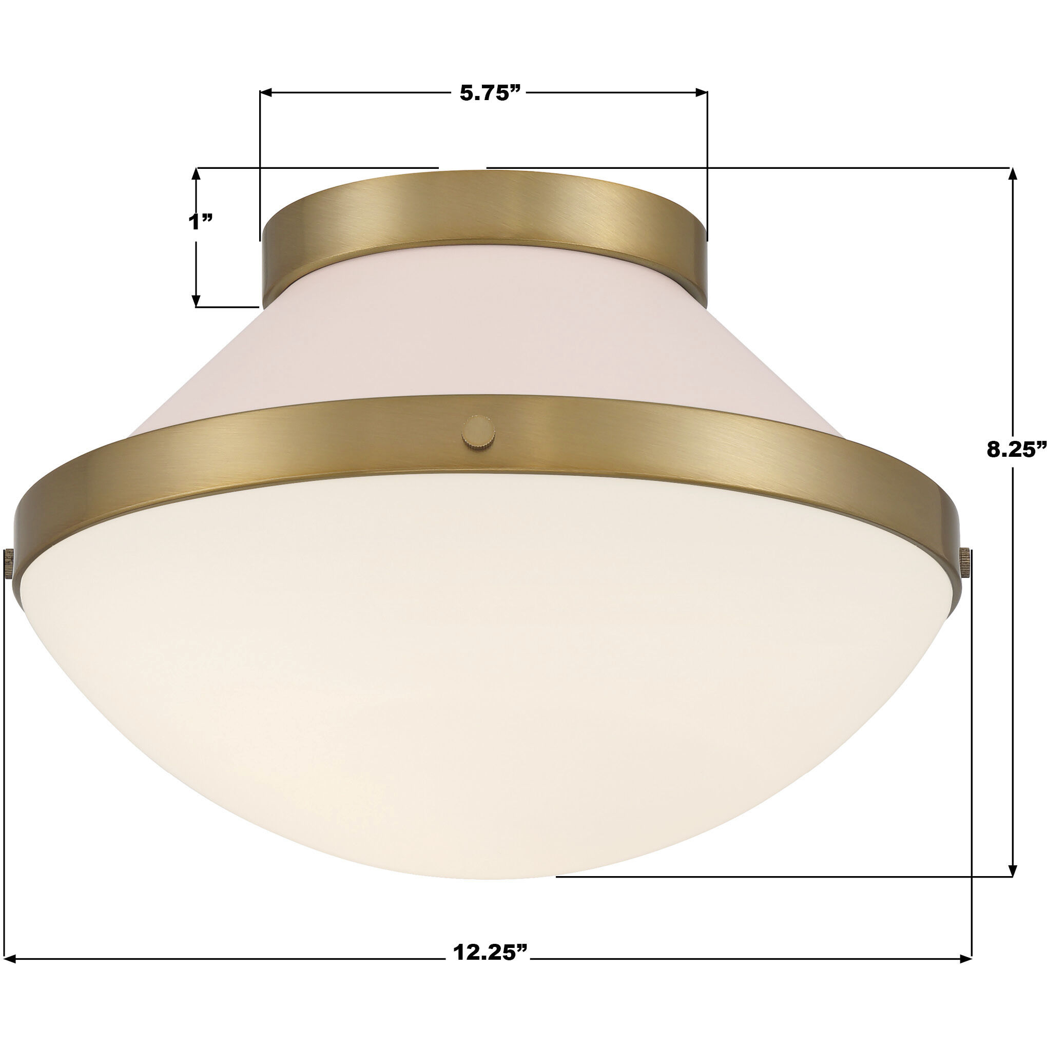 Xander 1 Light 12.25 inch Vibrant Gold Flush Ceiling Light in Vibrant Gold and Blush