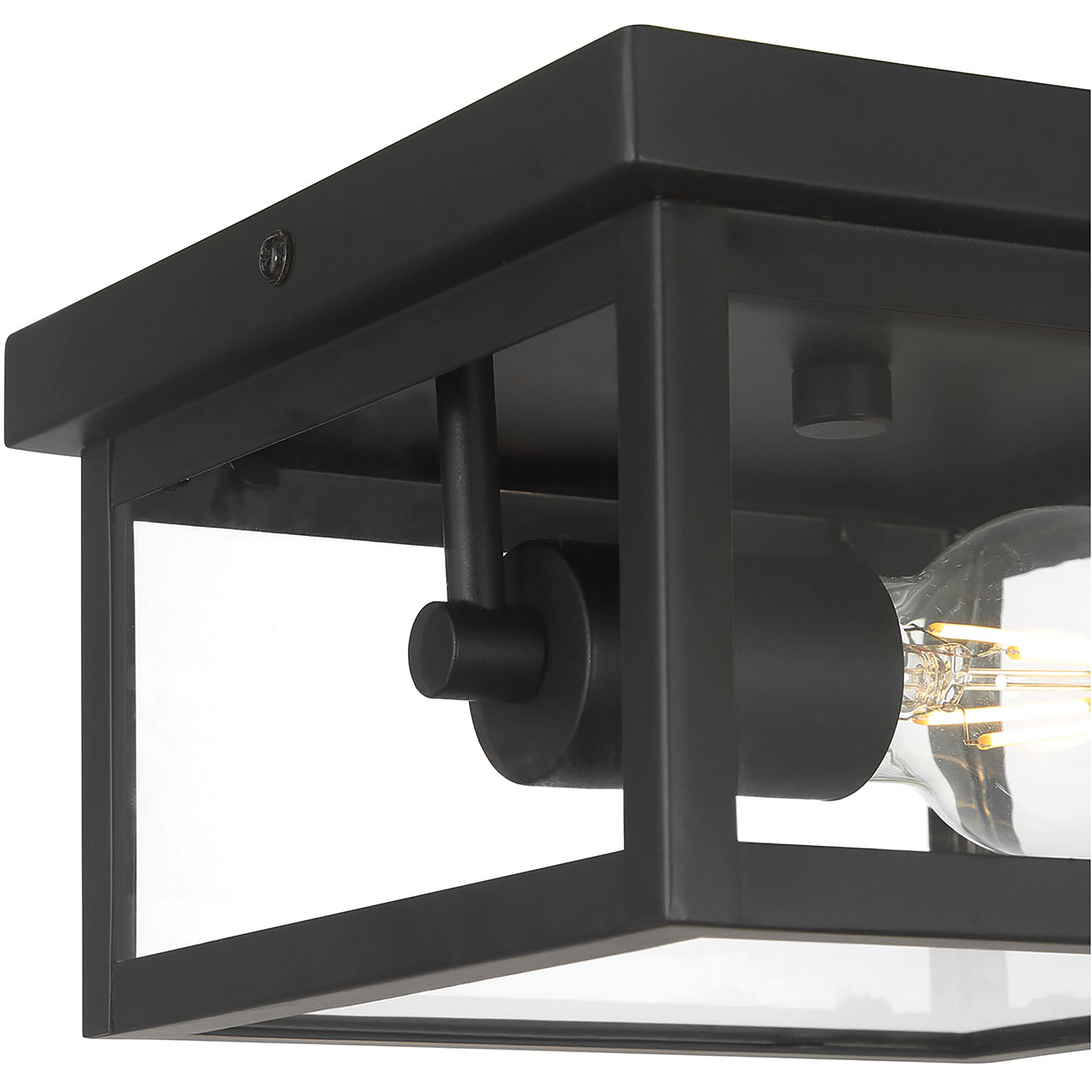 Evanton 1 Light 8 inch Powder Coated Black Outdoor Flush Mount