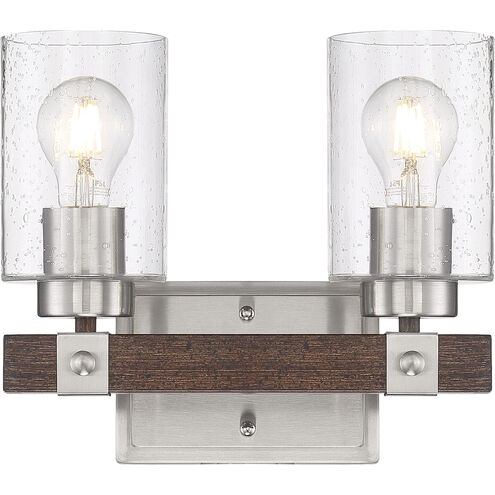 Arabel 2 Light 11.5 inch Brushed Nickel and Nutmeg Wood Vanity Light Wall Light