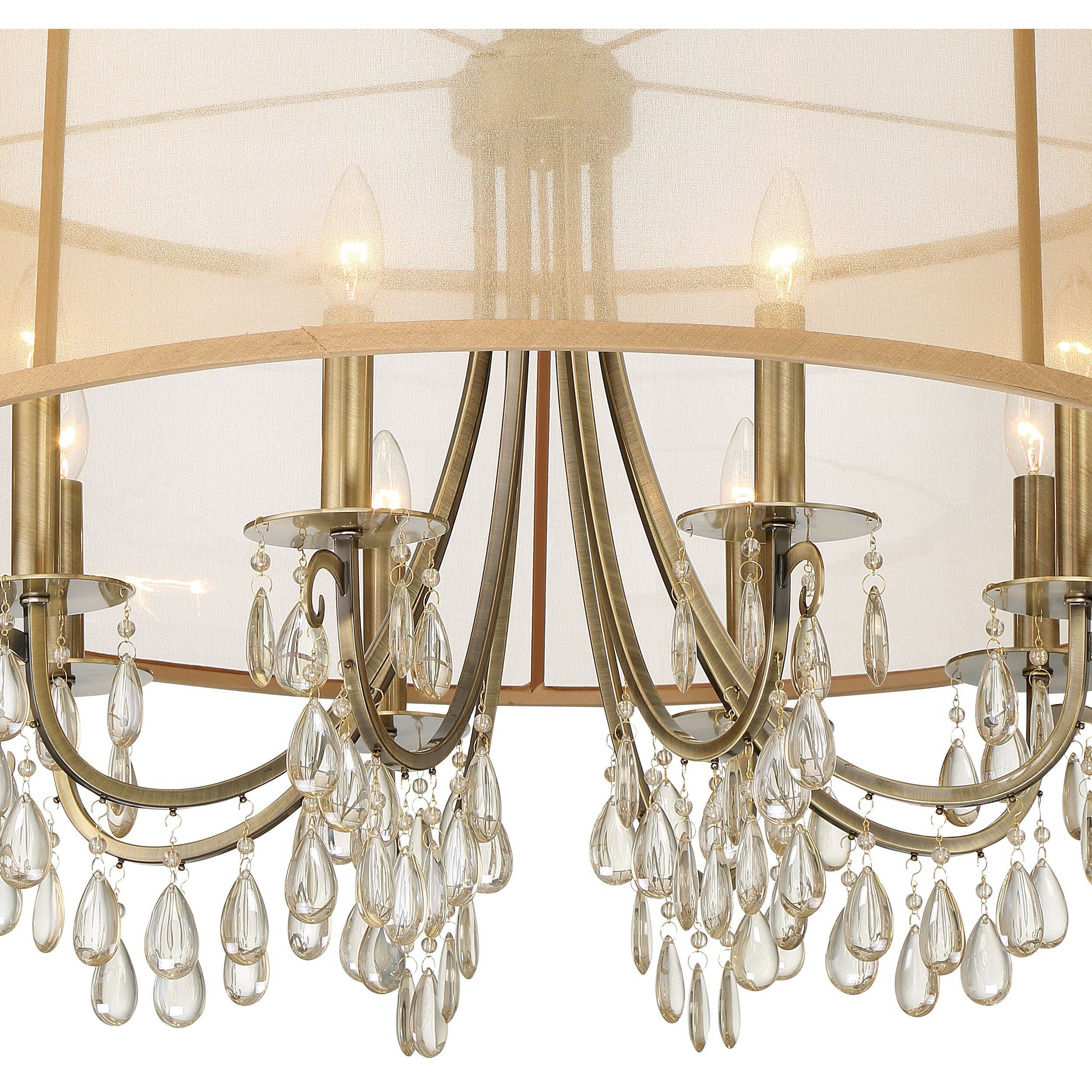 Hampton 8 Light 32 inch Antique Brass Chandelier Ceiling Light