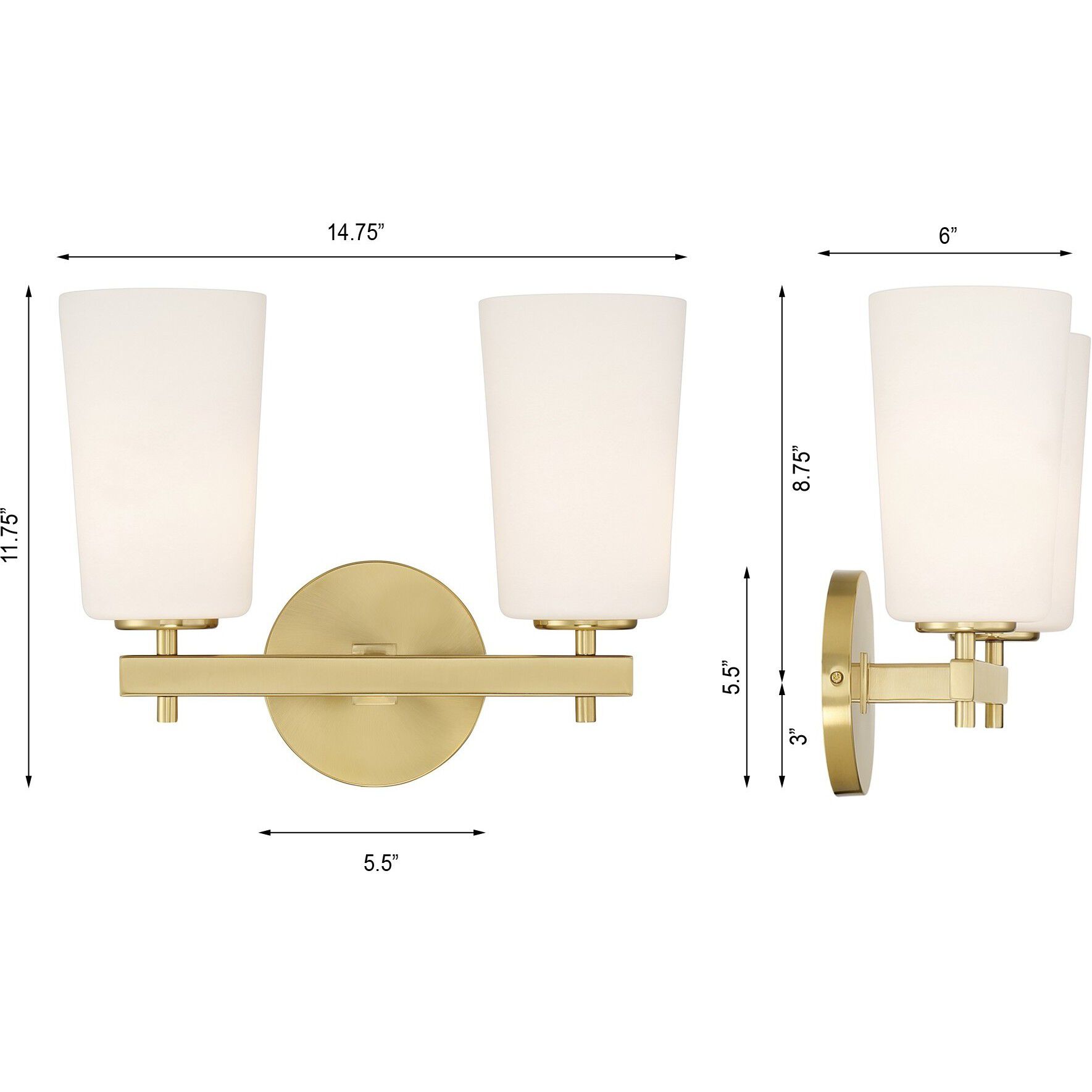 Colton Bath Wall Light in Aged Brass