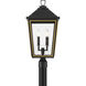 Hawkins 4 Light 25 inch Matte Black and Textured Gold Outdoor Post