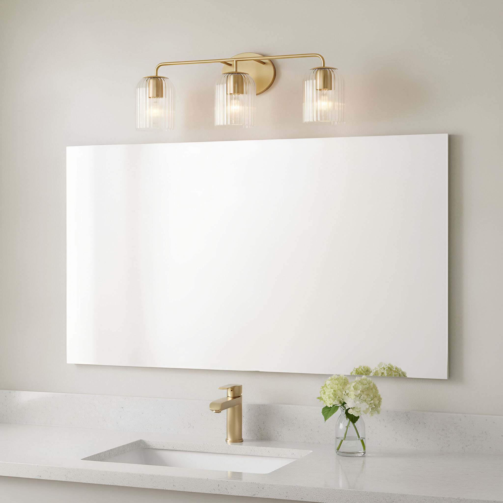Eisele 3 Light 24 inch Satin Brass Vanity Light Wall Light, Medium