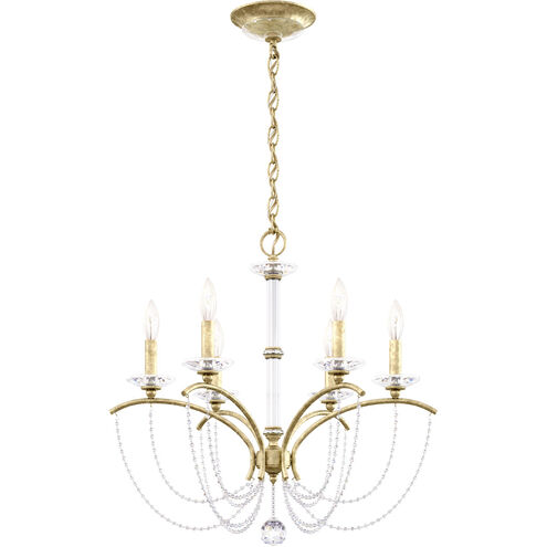 Priscilla 6 Light Heirloom Silver Chandelier Ceiling Light in Optic, Adjustable Height