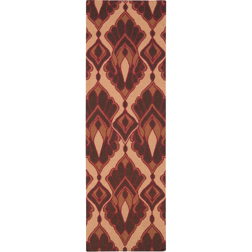 Voyages 96 X 30 inch Dark Red, Burnt Orange, Dark Brown, Bright Orange Rug