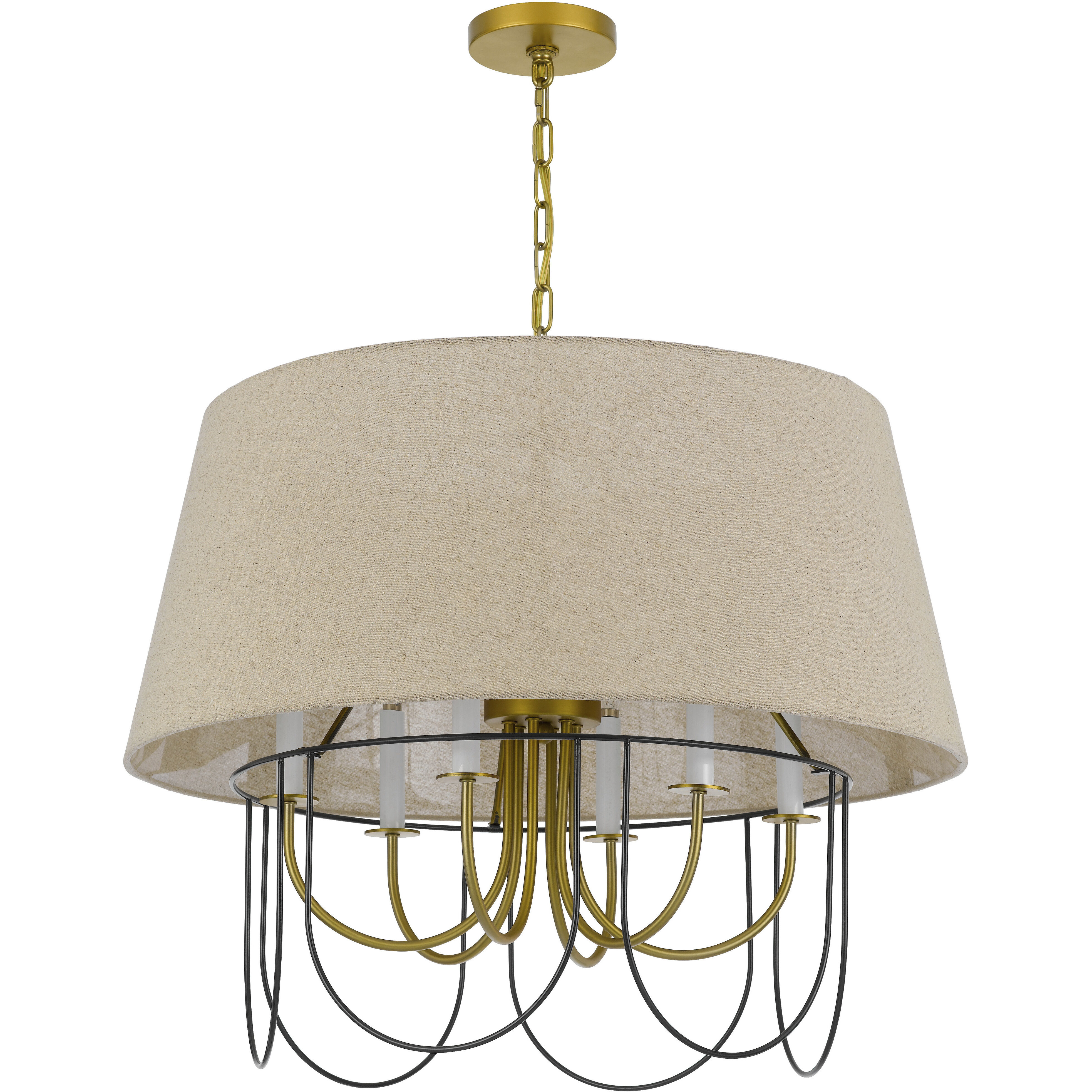 Eupora 6 Light 28 inch Antique Brass and Black Chandelier Ceiling Light