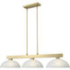 Cobalt 3 Light 49 inch Modern Gold Billiard Light Ceiling Light in White Linen Glass