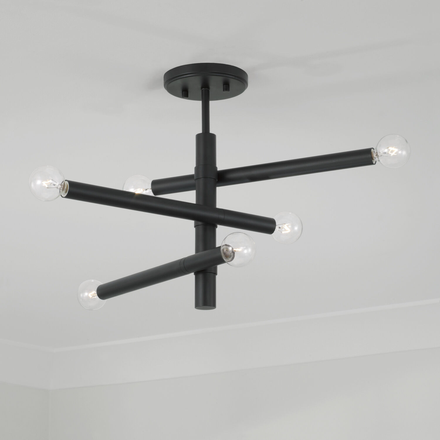 Zane 6 Light 20.5 inch Matte Black Semi-Flush Ceiling Light