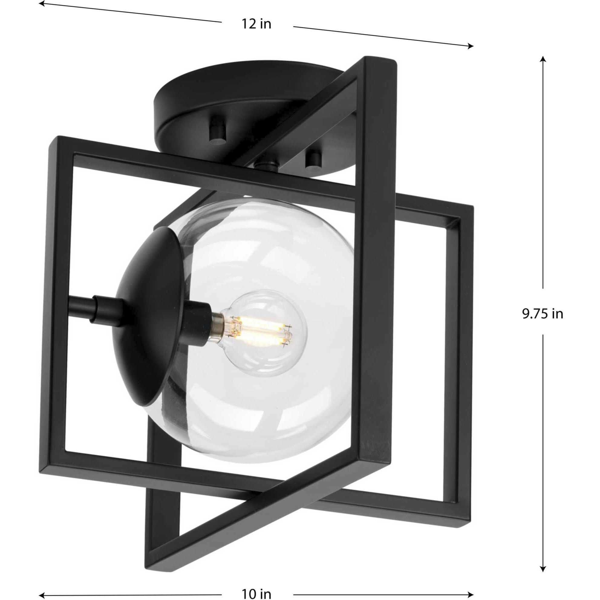 Atwell 1 Light 10 inch Matte Black Semi-Flush Mount Ceiling Light