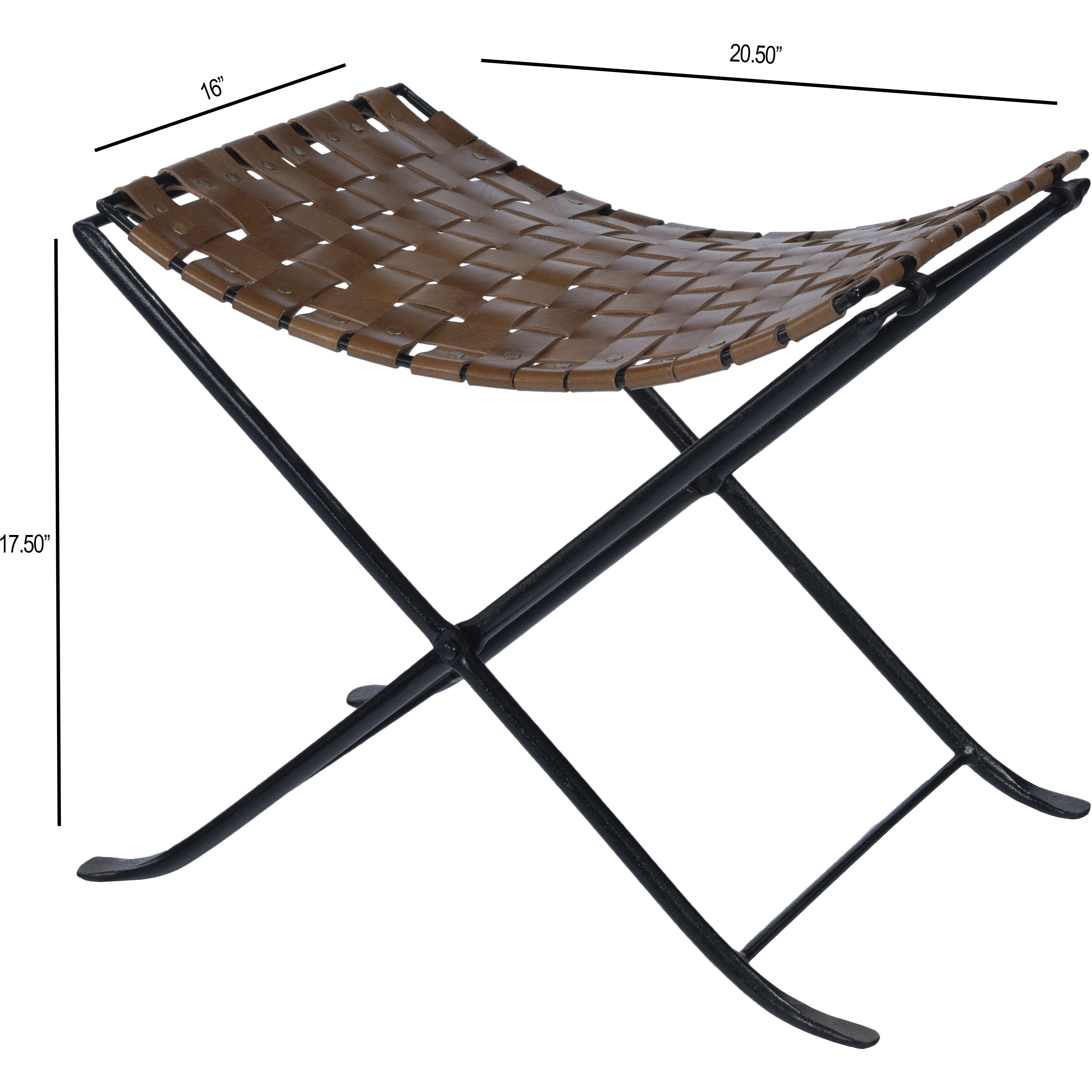 Karma Brown Woven Leather Ottoman or Stool