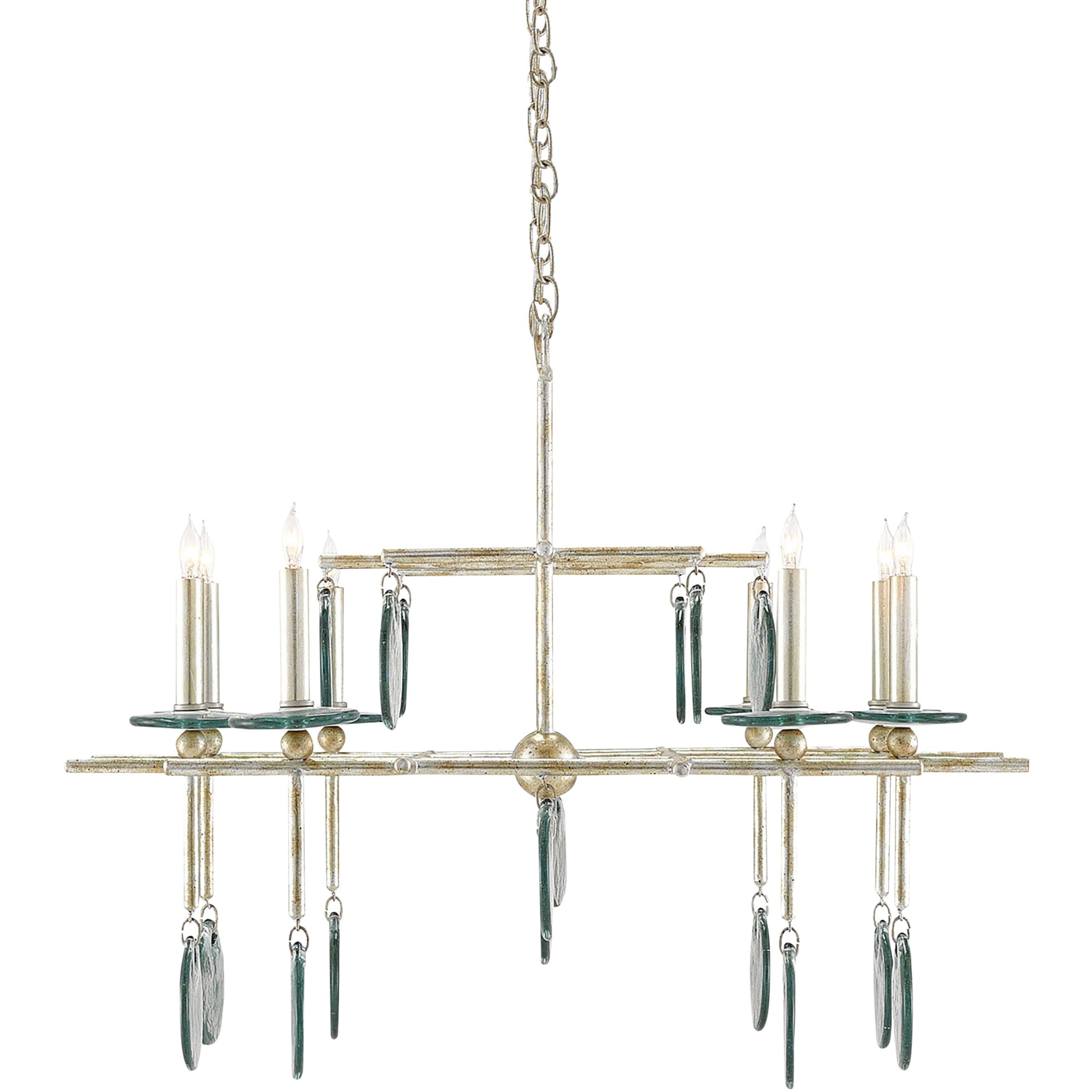 Sethos 8 Light 42 inch Silver Granello Chandelier Ceiling Light, Rectangular