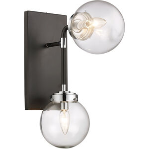 Celestial 2 Light 6 inch Polished Chrome and Black Wall Sconce Wall Light