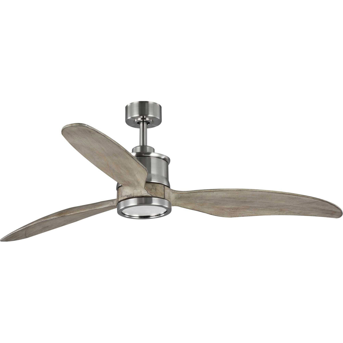 Farris 60 inch Brushed Nickel with Grey Weathered Wood Blades Ceiling Fan, Progress LED