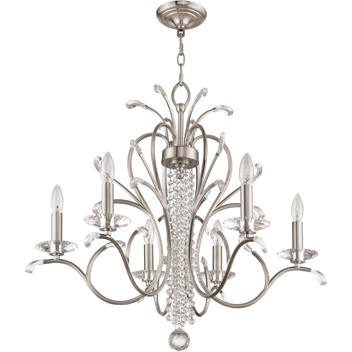 Serafina 6 Light 28 inch Brushed Nickel Chandelier Ceiling Light