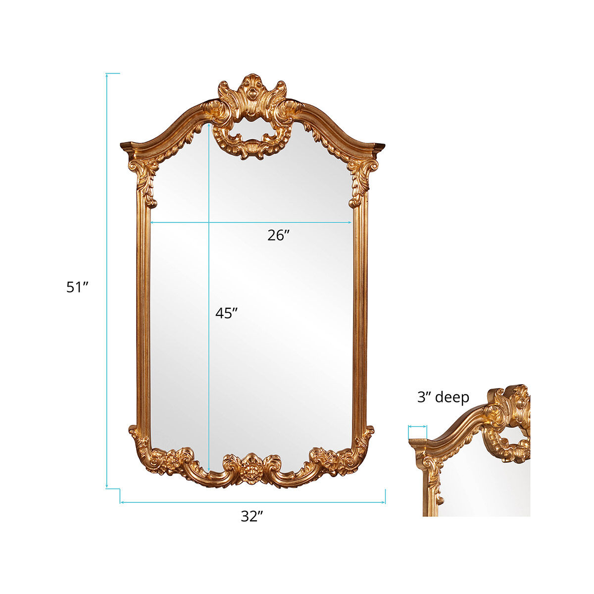 Roman 51 X 32 inch Gold Leaf Wall Mirror