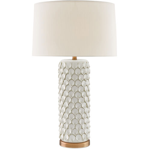 Calla Lily 31.25 inch 150 watt Cream/Antique Brass Table Lamp Portable Light