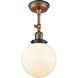 Franklin Restoration Large Beacon 1 Light 8 inch Antique Copper Sconce Wall Light in Matte White Glass