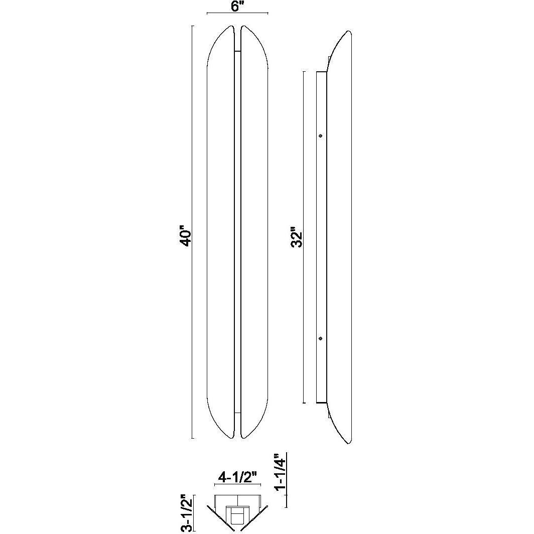 Inntra 1 Light 40 inch Black Outdoor Wall Sconce