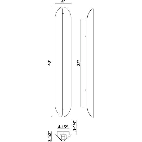 Inntra 1 Light 40 inch Black Outdoor Wall Sconce