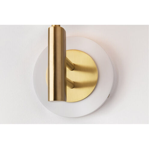 Robbie 1 Light 8 inch Aged Brass and White Wall Sconce Wall Light