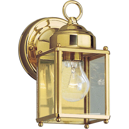 Flat Glass Lantern 1 Light 8 inch Polished Brass Outdoor Wall Lantern