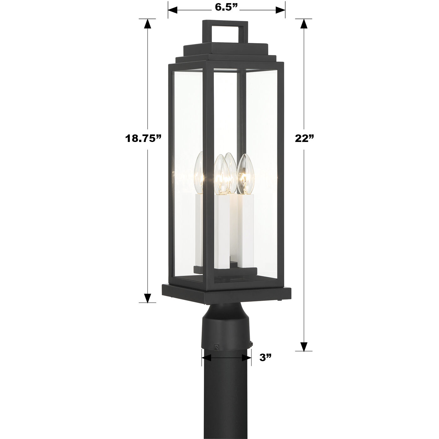 Aspen 4 Light 22 inch Matte Black Outdoor Post