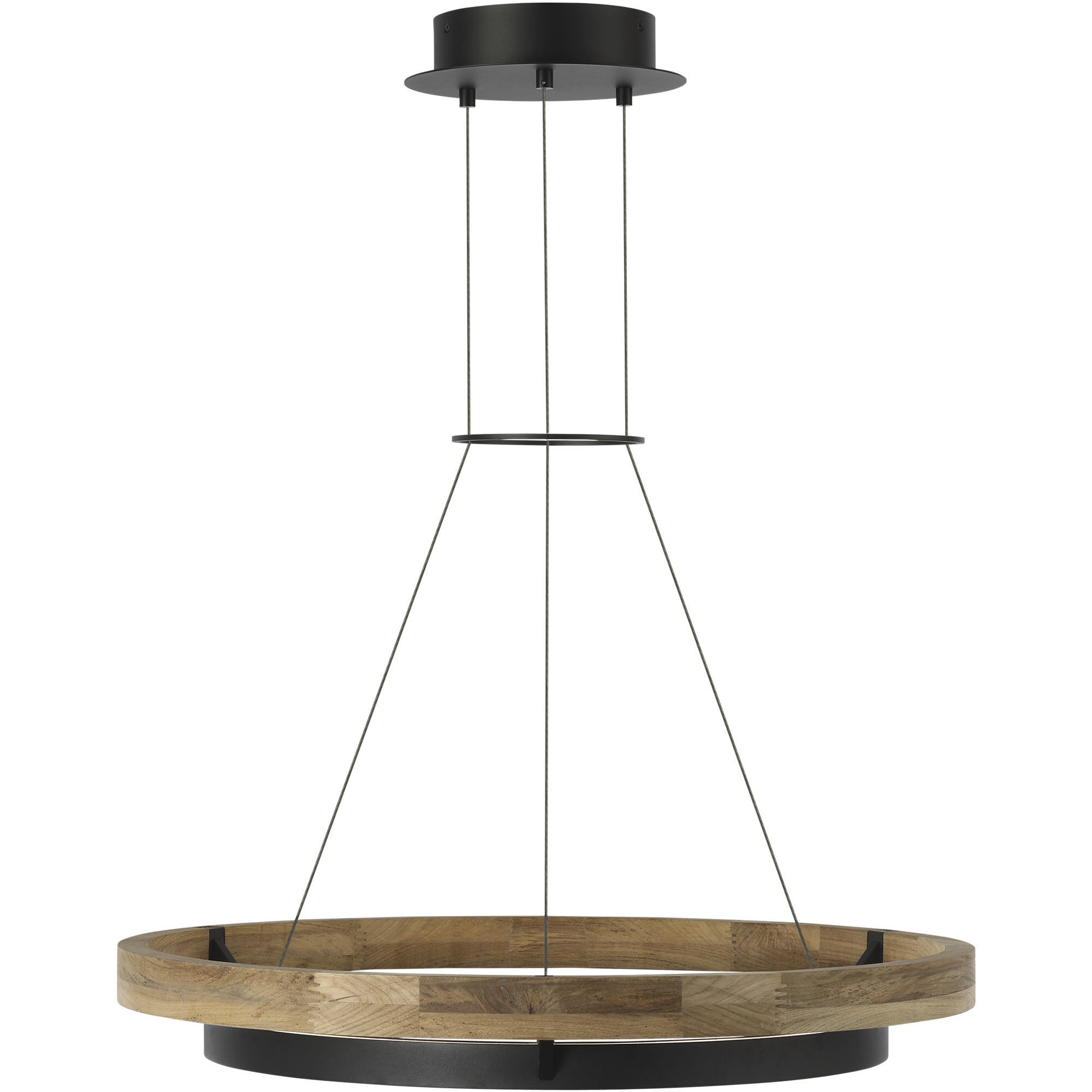Sean Lavin Grace LED 30 inch Textured Black and Teak Wood Outdoor Chandelier