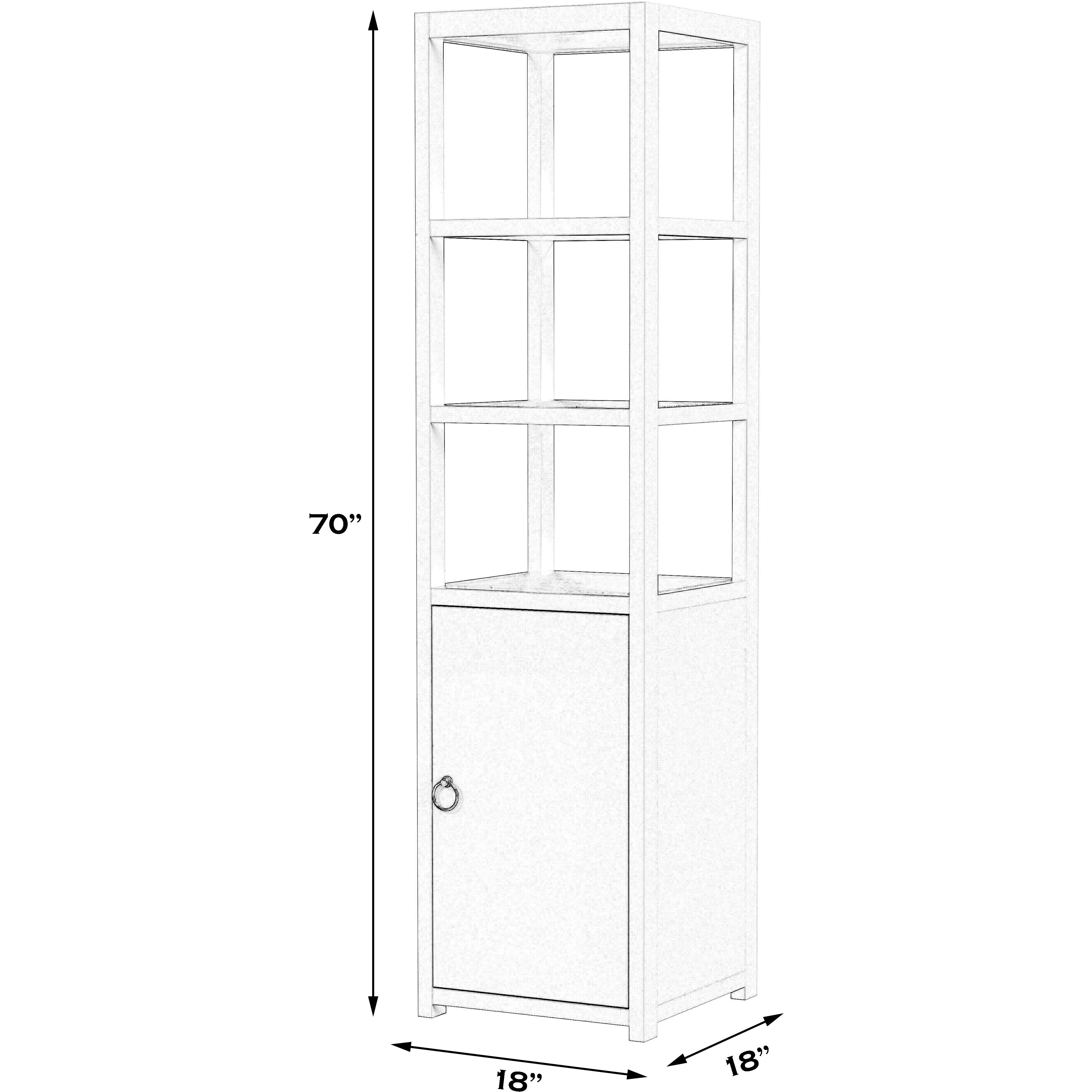 3- Tier 1 Door Narrow  Etagere Bookcase in White