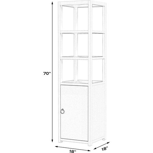 3- Tier 1 Door Narrow  Etagere Bookcase in White