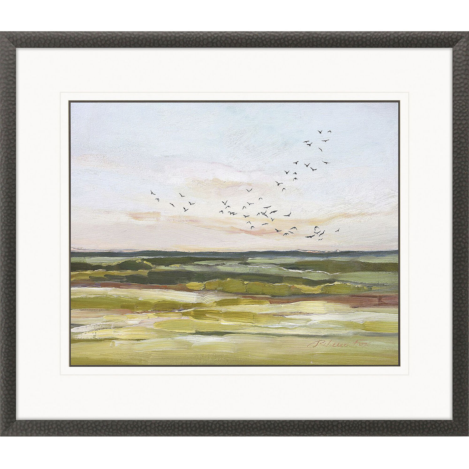 Overhead Green and Blue and Rust Framed Art