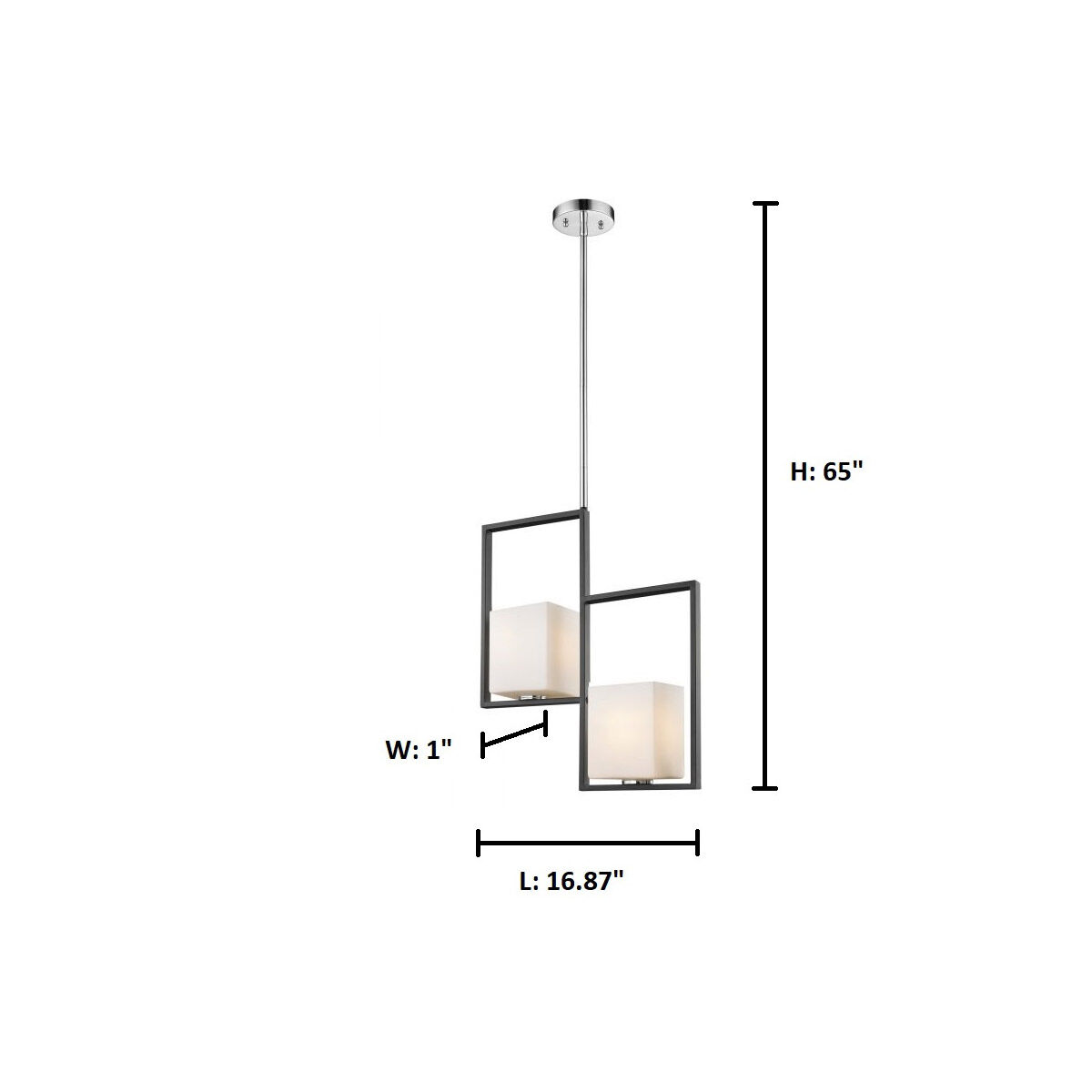 Regis Falls 2 Light 16.87 inch Black and Chrome Pendant Ceiling Light