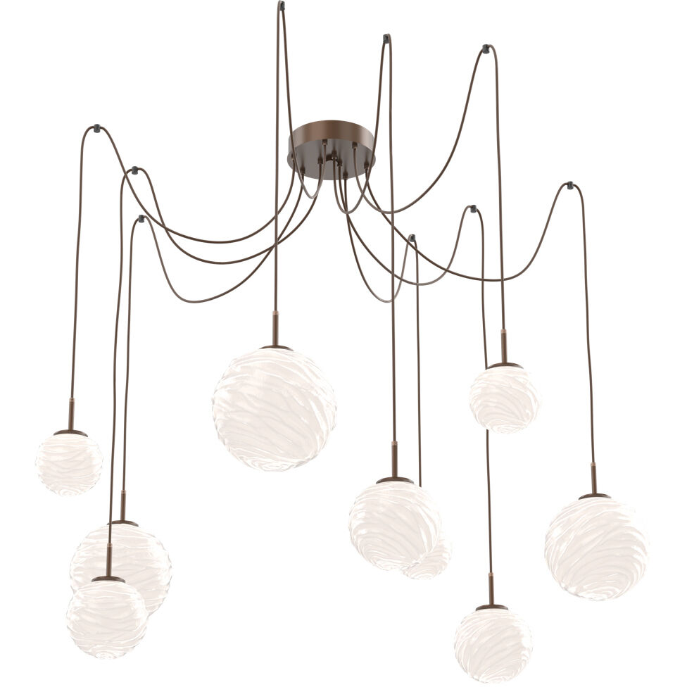 Gaia LED 19.4 inch Burnished Bronze Swag Multi-Pendant Ceiling Light in 3000K LED, Opal White