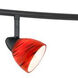 Serpentine 5 Light 120V Dark Bronze Rail Fixture Ceiling Light in Red Spot Glass