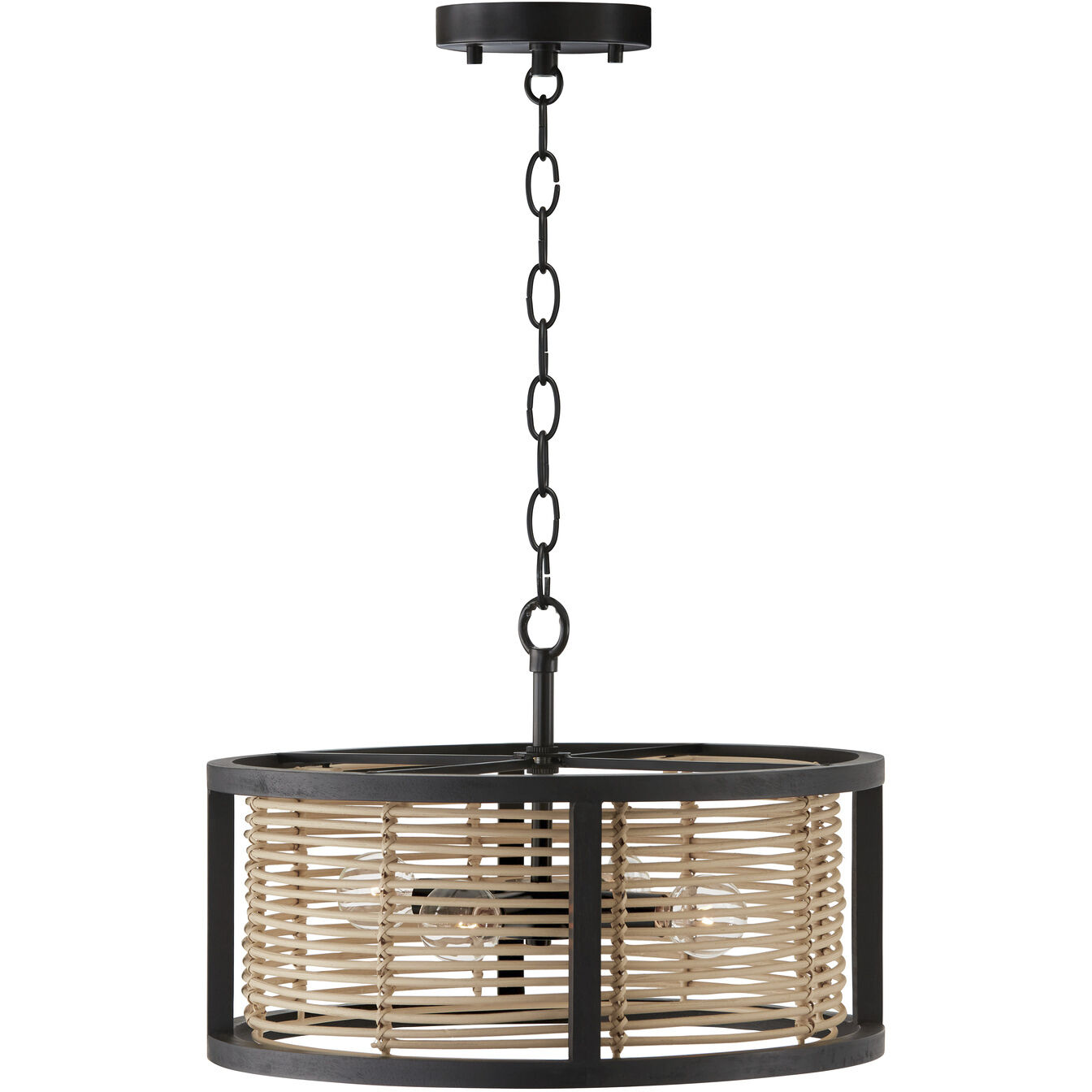 Rico 4 Light 16 inch Flat Black Semi-Flush Mount Ceiling Light, Convertible Dual Mount
