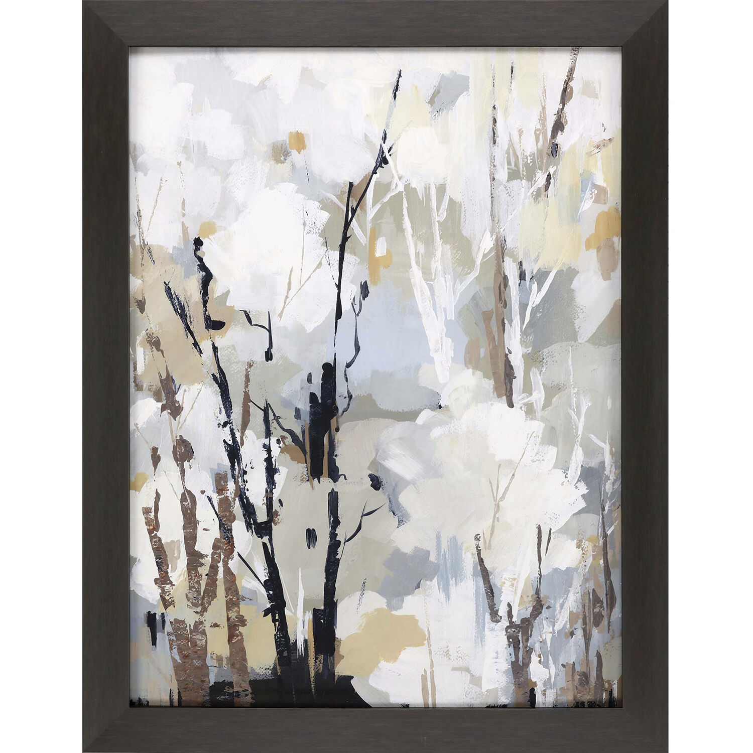 Silversong Birch White and Blue and Brown and Multi Framed Art