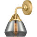 Nouveau 2 Fulton 1 Light 7 inch Satin Gold Sconce Wall Light in Plated Smoke Glass