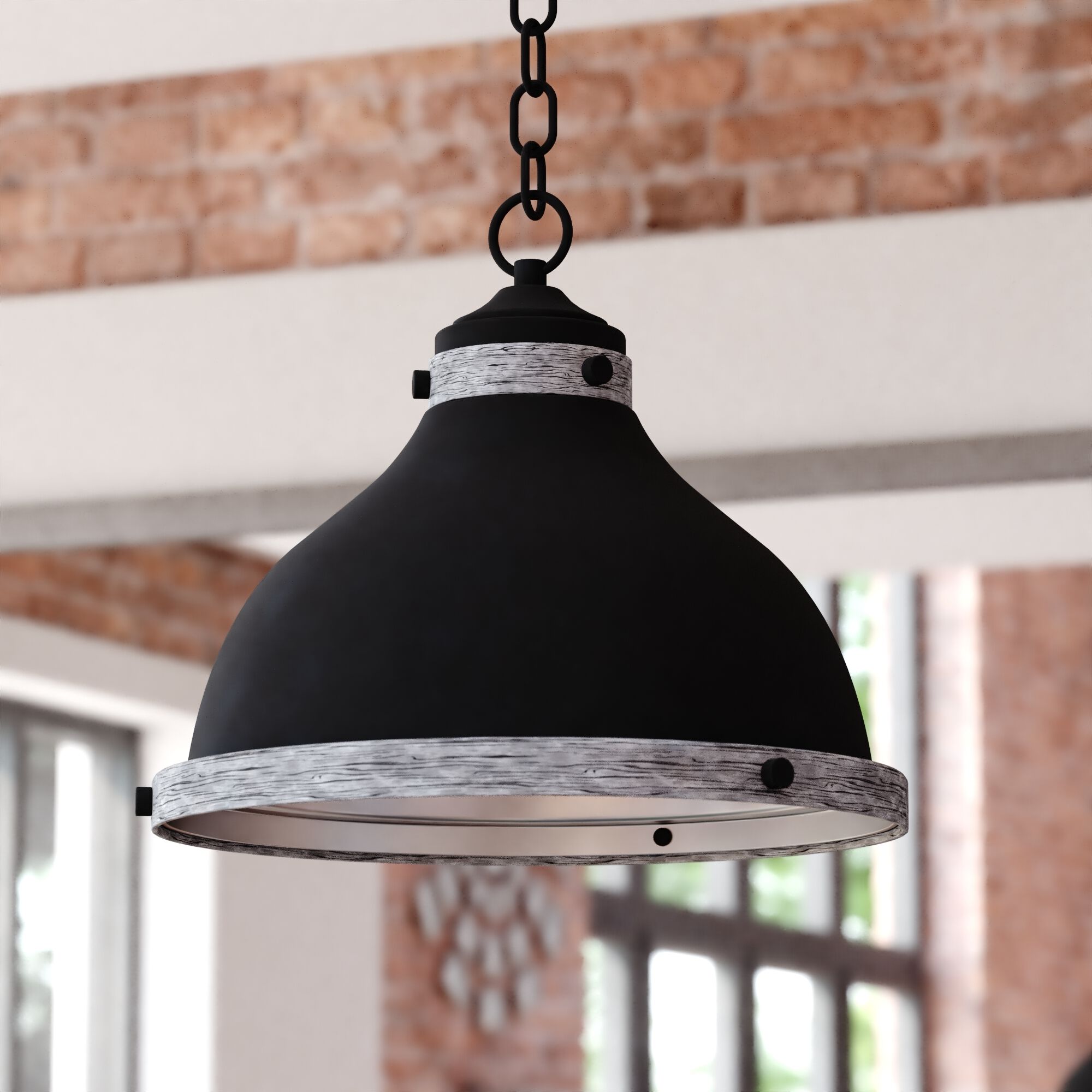 Sheffield LED 15 inch New Bronze and Distressed Ash with Light Silver Inner Pendant Ceiling Light