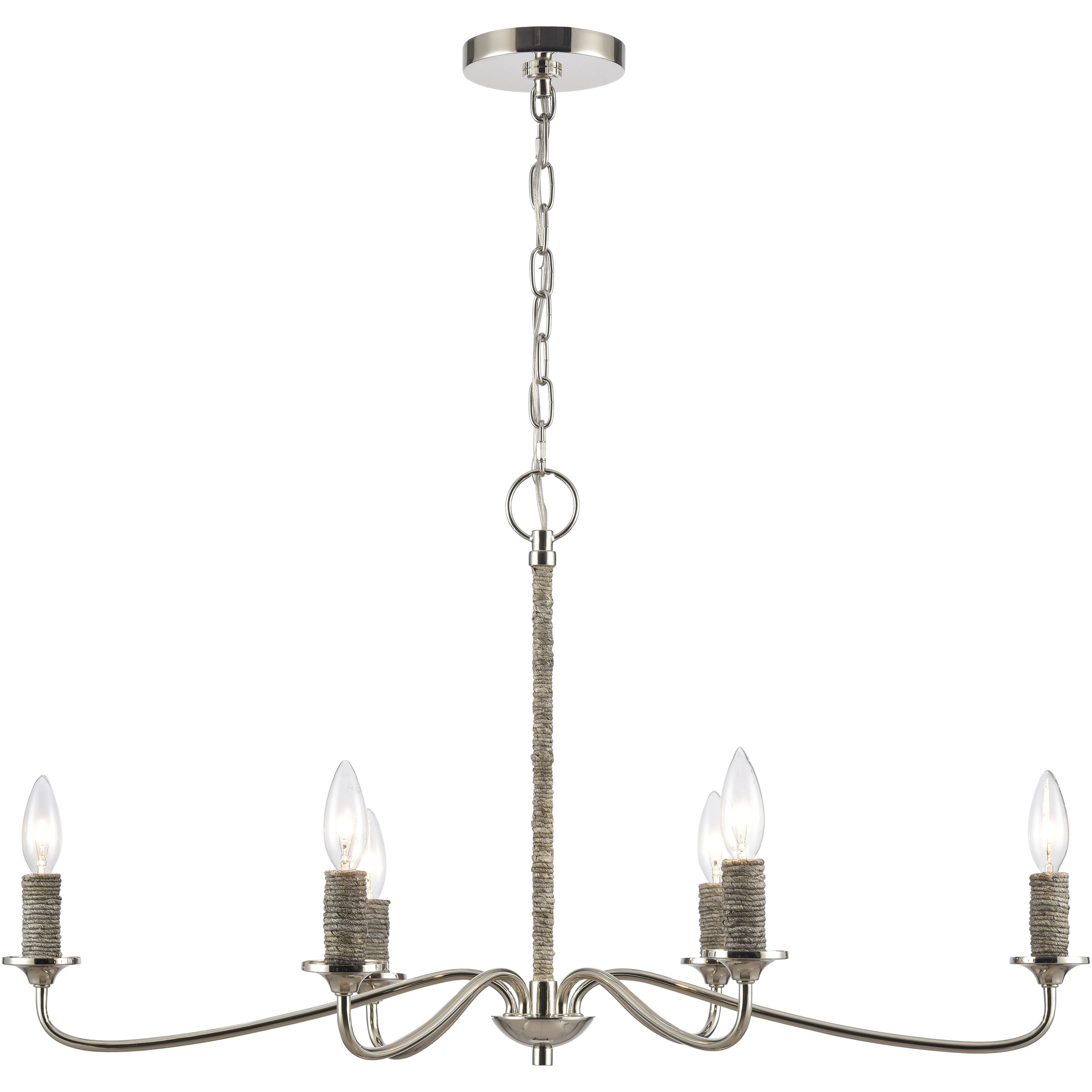 Abaca 6 Light 32 inch Polished Nickel Chandelier Ceiling Light