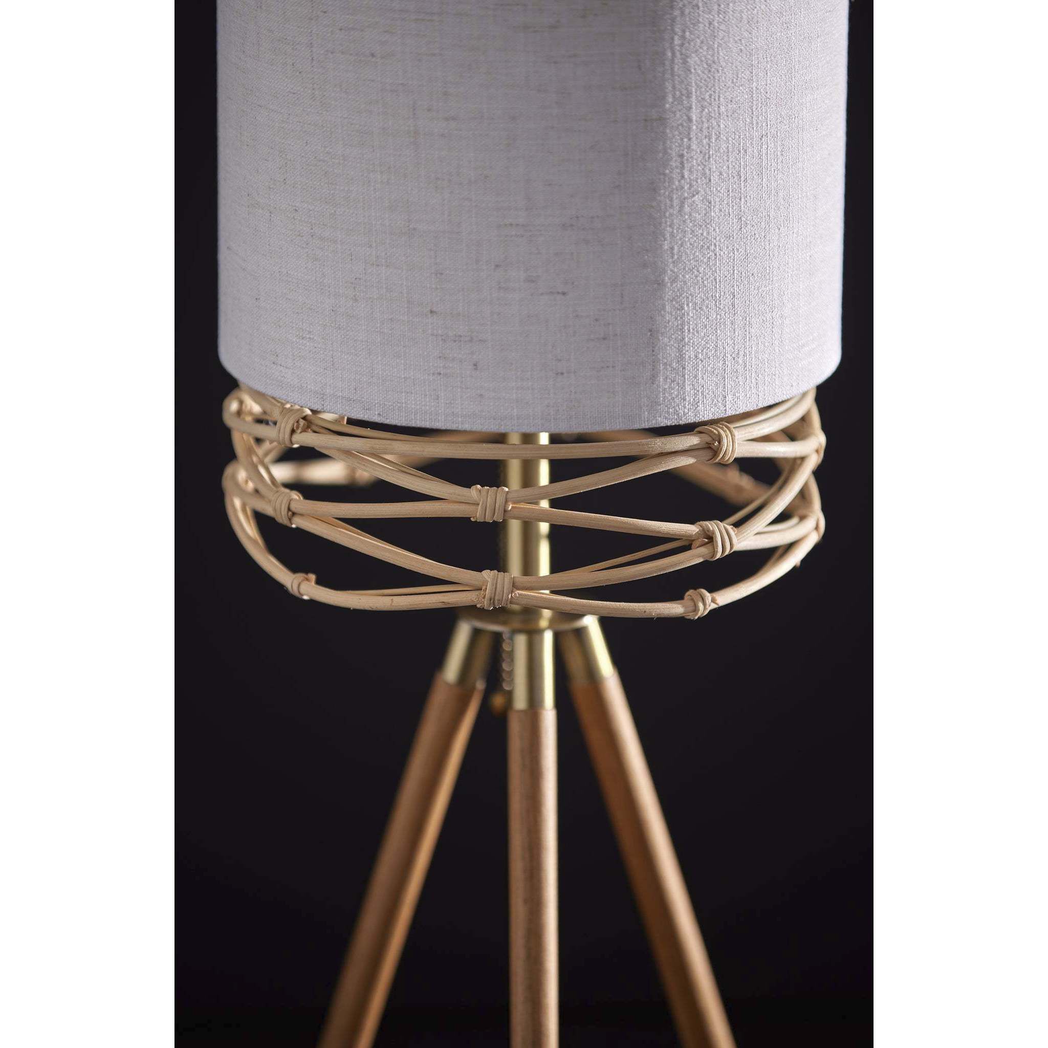 Melanie 25 inch 40.00 watt Natural Wood Veneer / Antique Brass Accents Table Lamp Portable Light