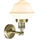 Franklin Restoration Small Oxford 1 Light 8 inch Antique Brass Semi-Flush Mount Ceiling Light in Incandescent, Matte White Glass, Franklin Restoration