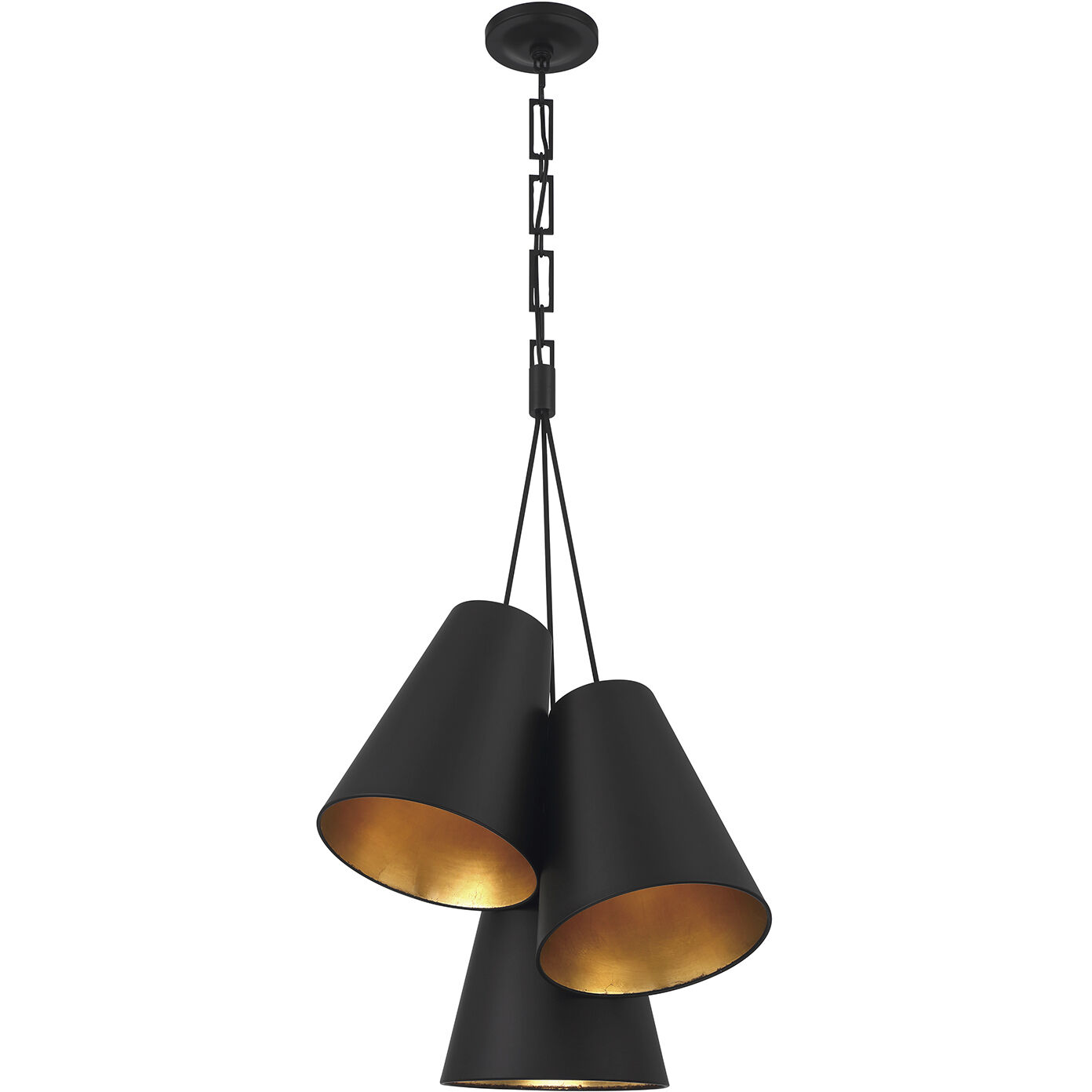 Alston Pendant Ceiling Light in Matte Black and Antique Gold