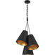 Alston 3 Light 20 inch Matte Black/Antique Gold Pendant Ceiling Light in Matte Black and Antique Gold