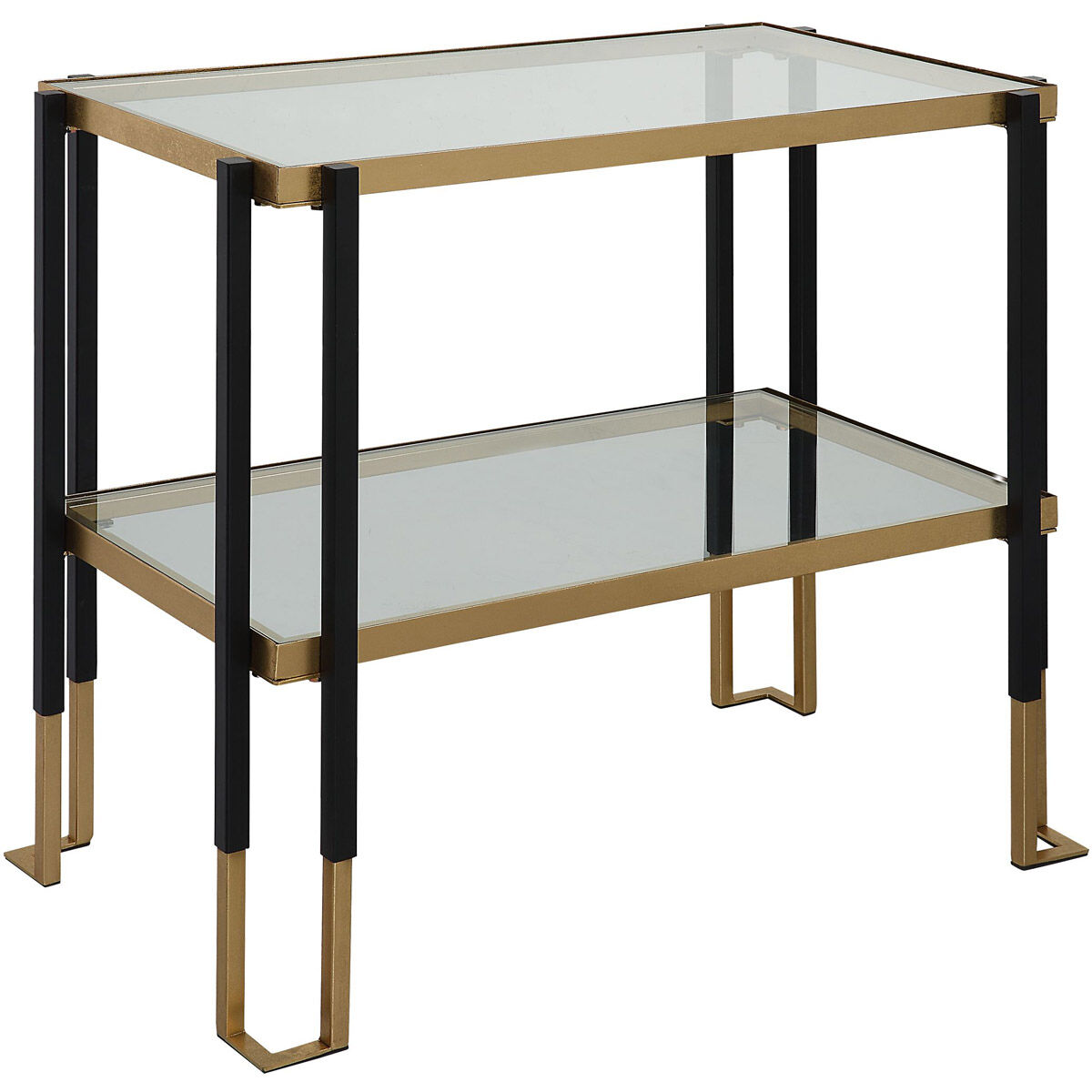 Kentmore 28 X 24 inch Matte Black and Brushed Gold Side Table